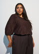 Bluse med tekstur og 3/4 &aelig;rmer, Brun, Model image number 0