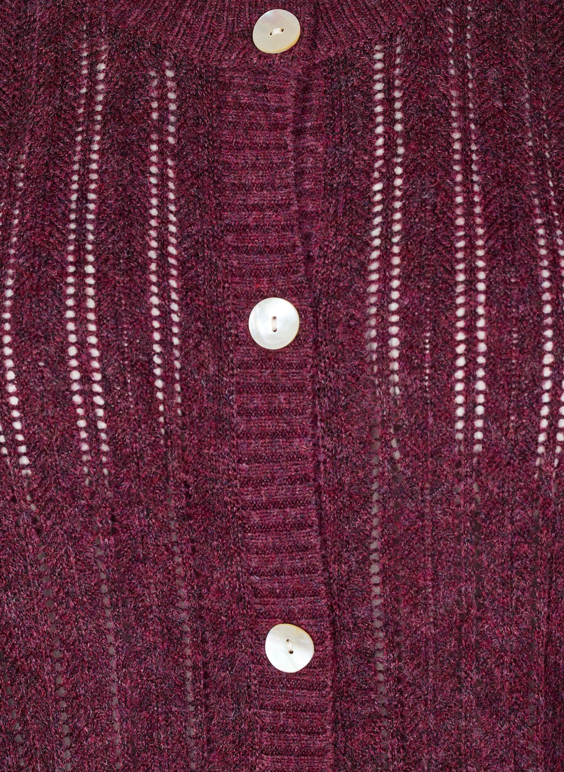 ZizziStrikket cardigan med hulm&oslash;nster, M&oslash;rk Bordeaux, Packshot image number 2