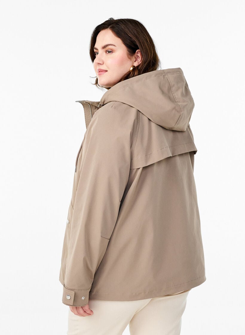 Kort forårsjakke med aftagelig hætte, Beige, Model image number 2