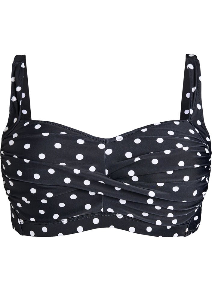 Bikini overdel med vattering og print, Sort, Packshot image number 0