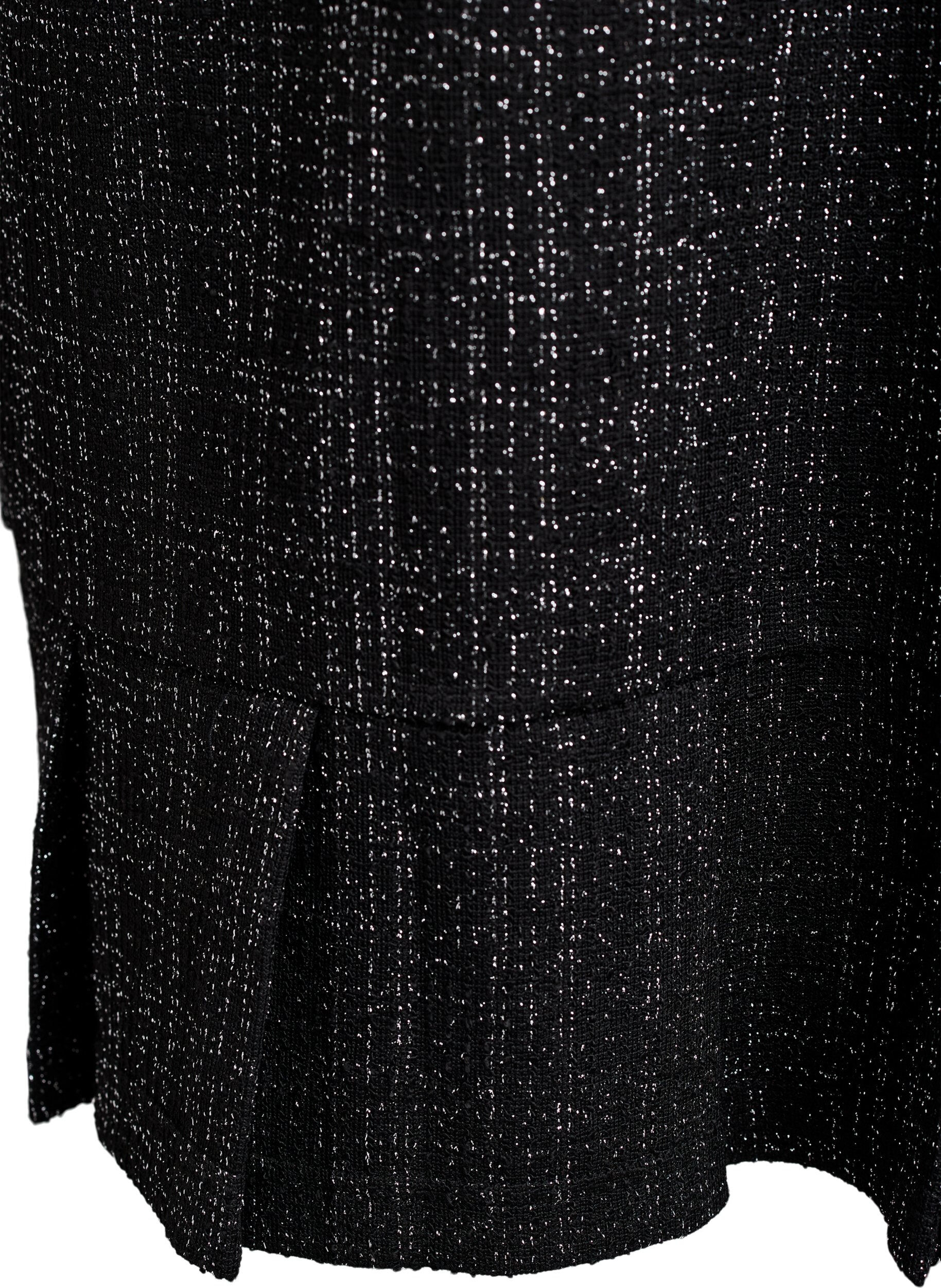 ZizziKort kjole i boucl&eacute; med dekorative knapper, Sort, Packshot image number 3