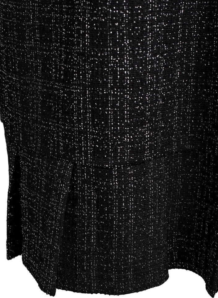 Kort kjole i boucl&eacute; med dekorative knapper, Sort, Packshot image number 3