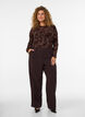 Meshbluse med blomsterm&oslash;nster, Brun, Model image number 1