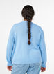 Kabelstrikket cardigan med gyldne knapper, Bl&aring;, Model image number 2