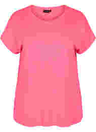 Ensfarvet trænings t-shirt, Neon pink
