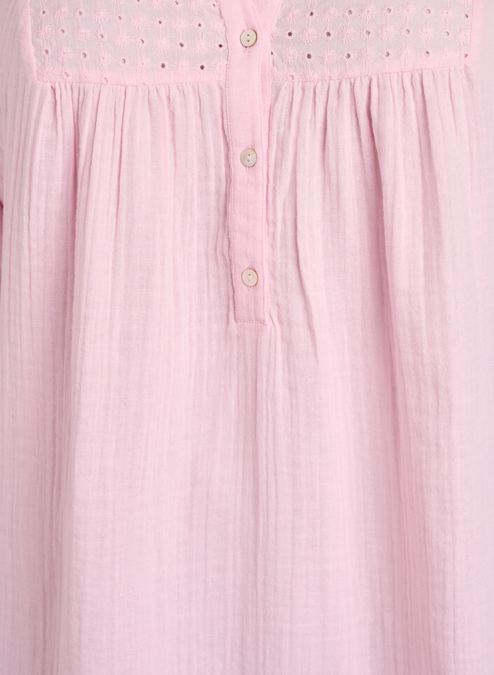 Tunika i bomuldsmusselin med broderi anglaise, Lyser&oslash;d, Packshot image number 2