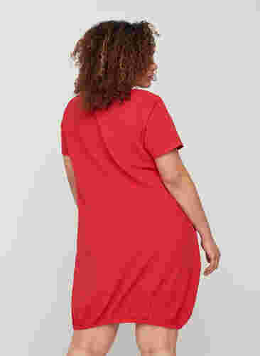 Kortærmet kjole i bomuld, Lipstick Red, Model image number 1