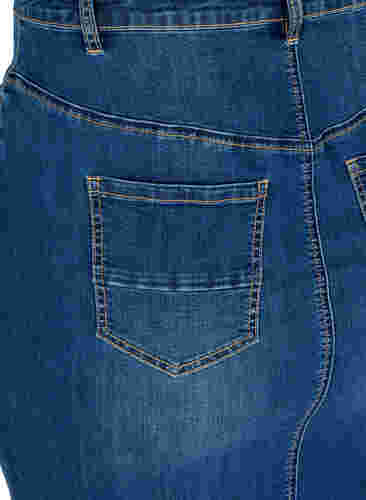 Denim midinederdel med slids, Dark blue denim, Packshot image number 3