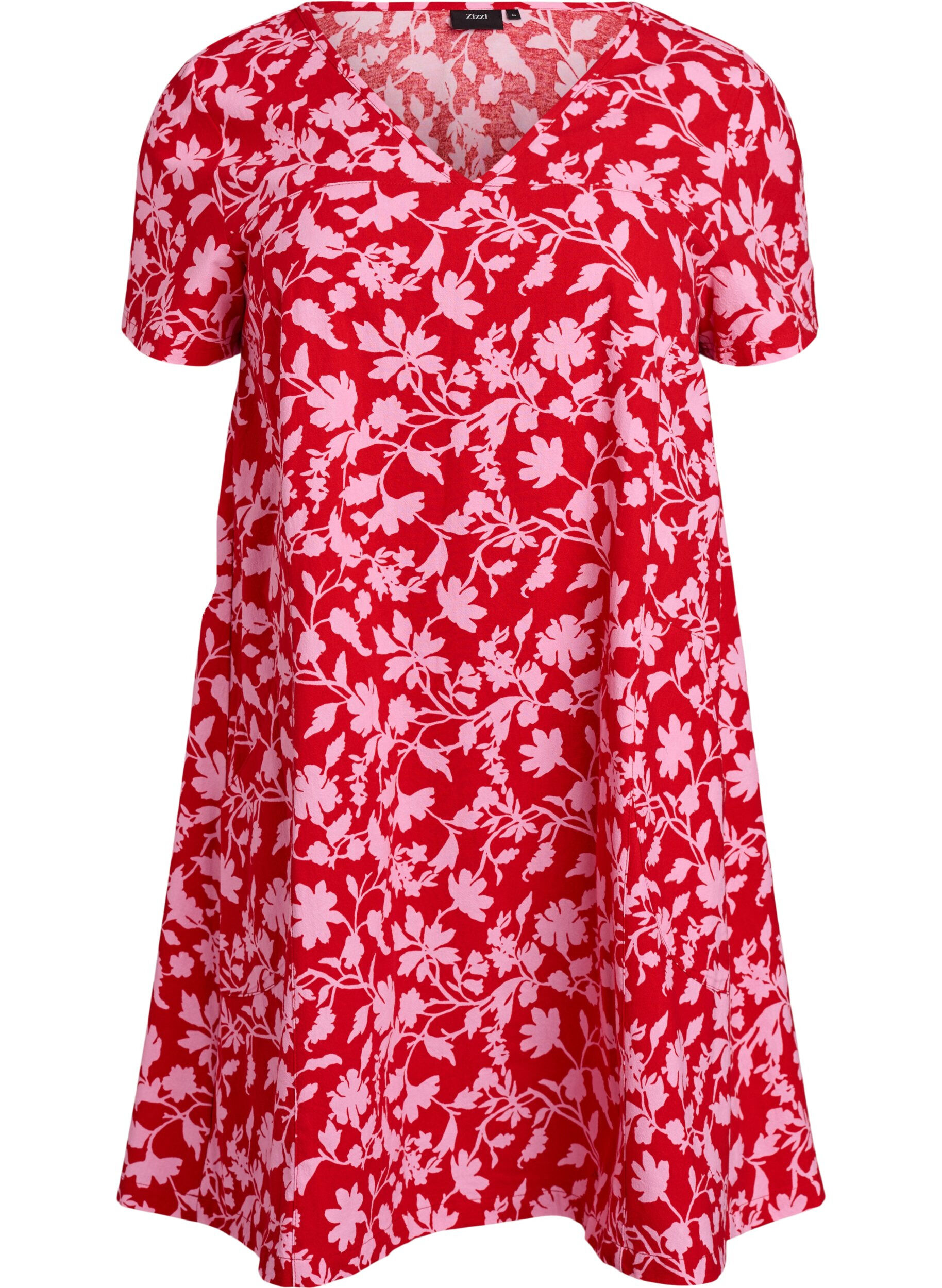 Kort a-shape kjole med blomsterprint