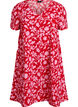 Kort a-shape kjole med blomsterprint, R&oslash;d, Packshot image number 0