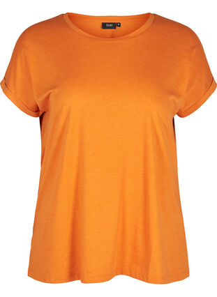 T-shirt i bomuldsmix, Autumn Maple Mel., Packshot image number 0