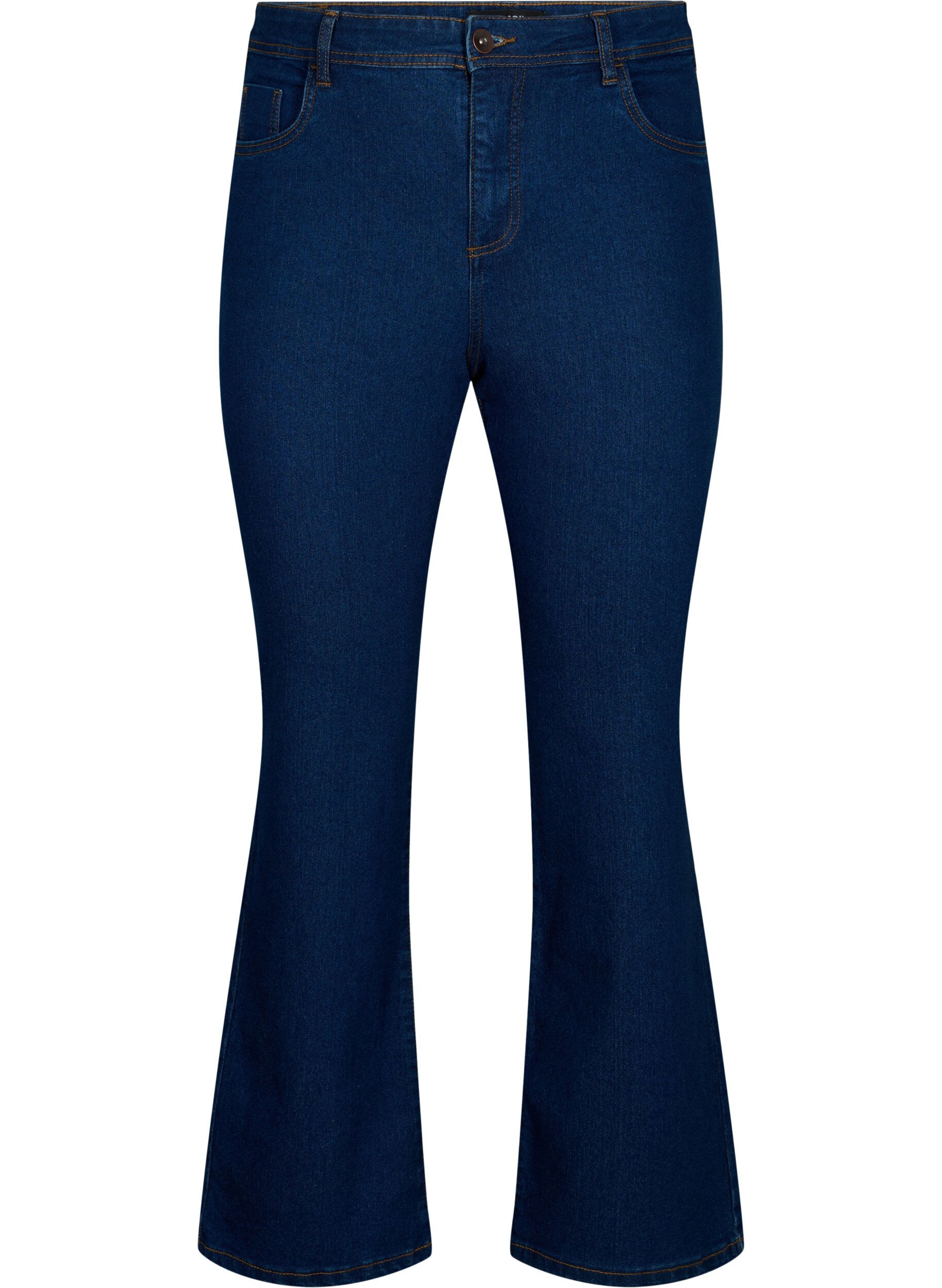 ZizziH&oslash;jtaljede jeans med bootcut, Bl&aring;, Packshot image number 0