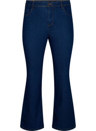 H&oslash;jtaljede jeans med bootcut, Bl&aring;