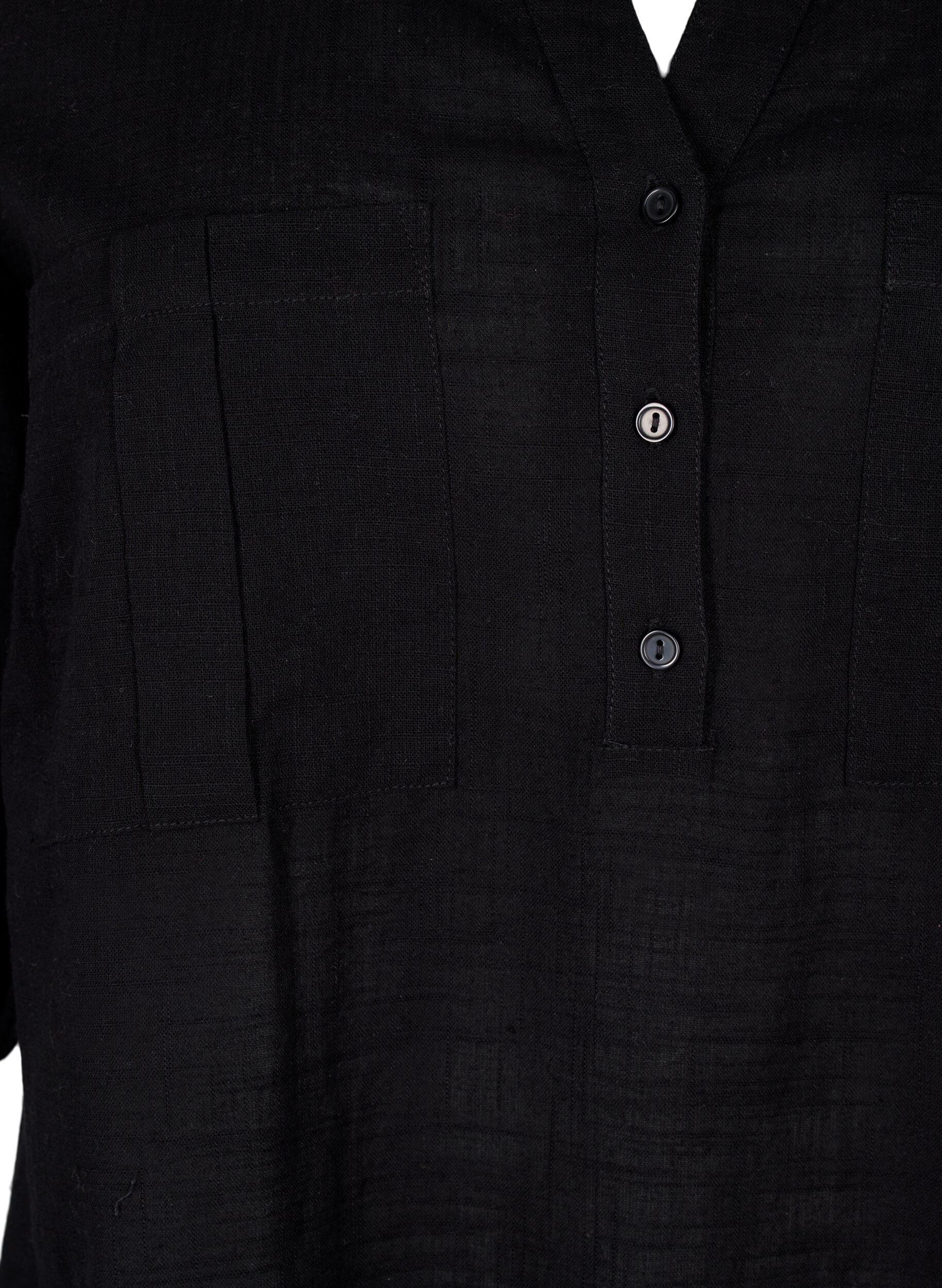 Zizzi Tunika i bomuld med 3/4 &aelig;rmer, Black, Packshot image number 2