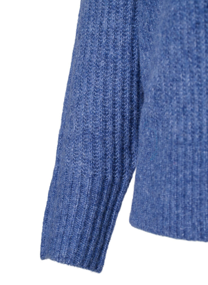 Meleret strikbluse med perleknapper, Coastal Fjord Mel., Packshot image number 3