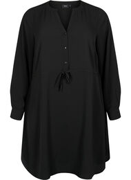 Printet kjole med snøre i taljen, Black