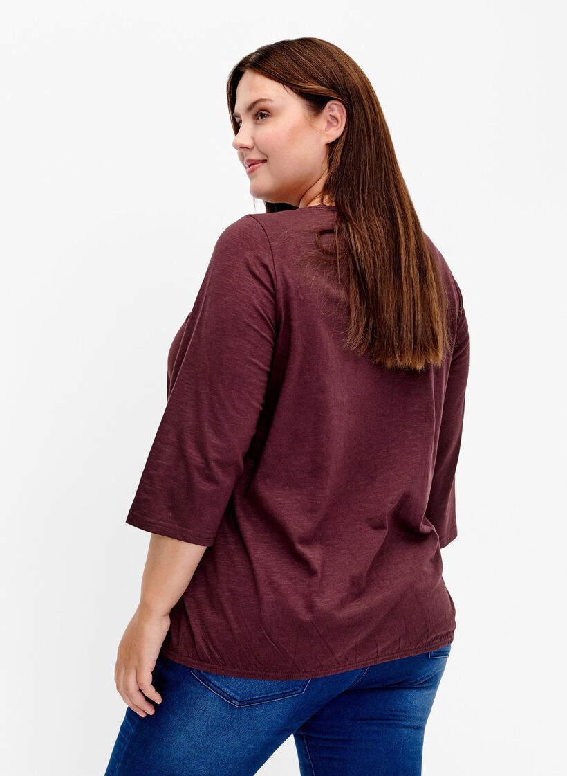 Bomuldsbluse med 3/4 ærmer, Fudge, Model image number 1