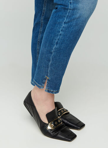Sanna jeans med slids ved foden, Dark blue denim, Model image number 1