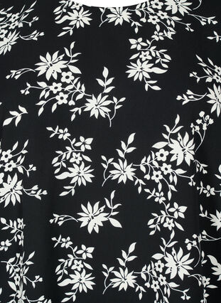Bluse med pufærmer, Black Flower AOP, Packshot image number 2