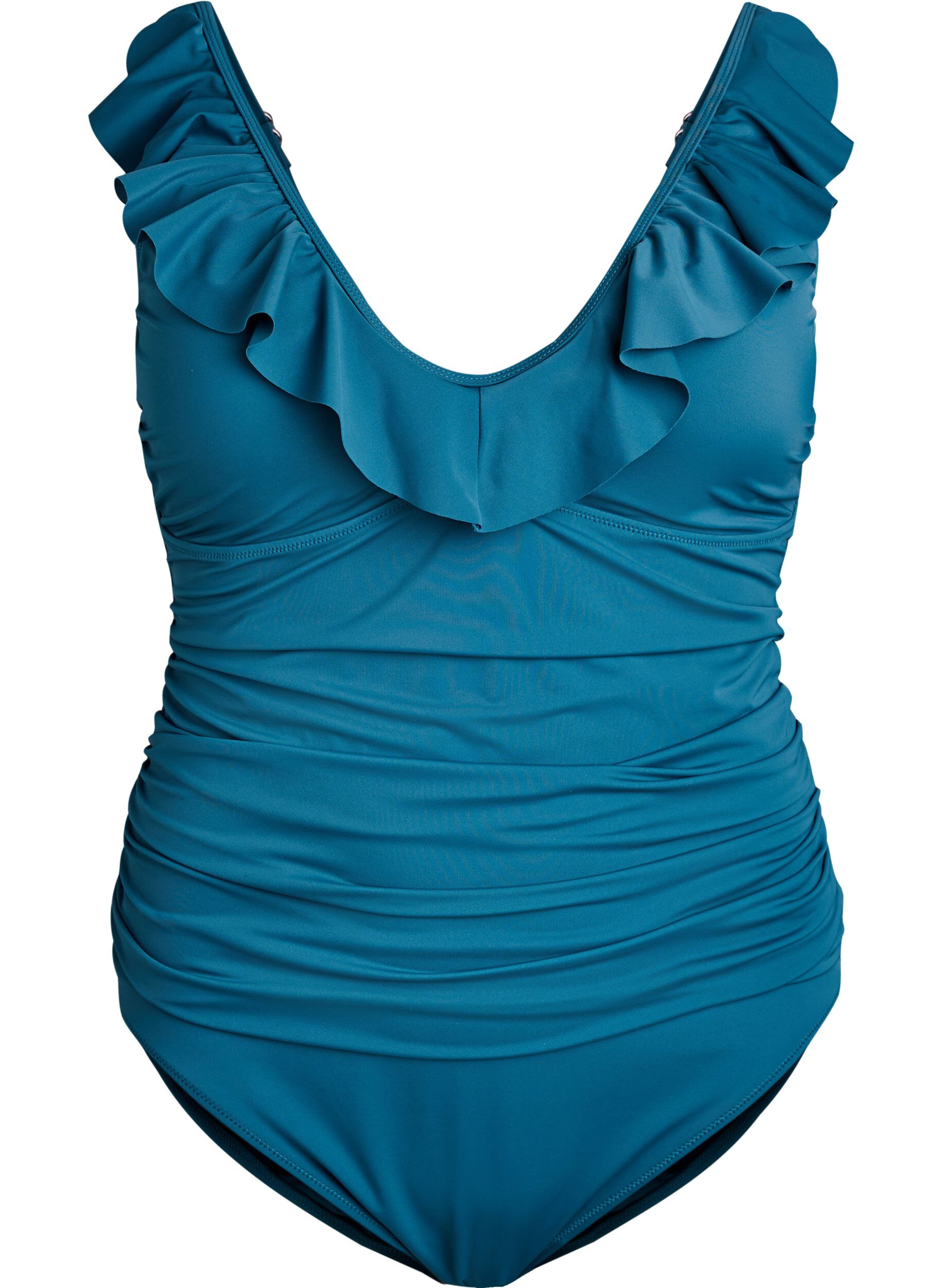 Badedragt med fl&aelig;ser og udtagelige indl&aelig;g