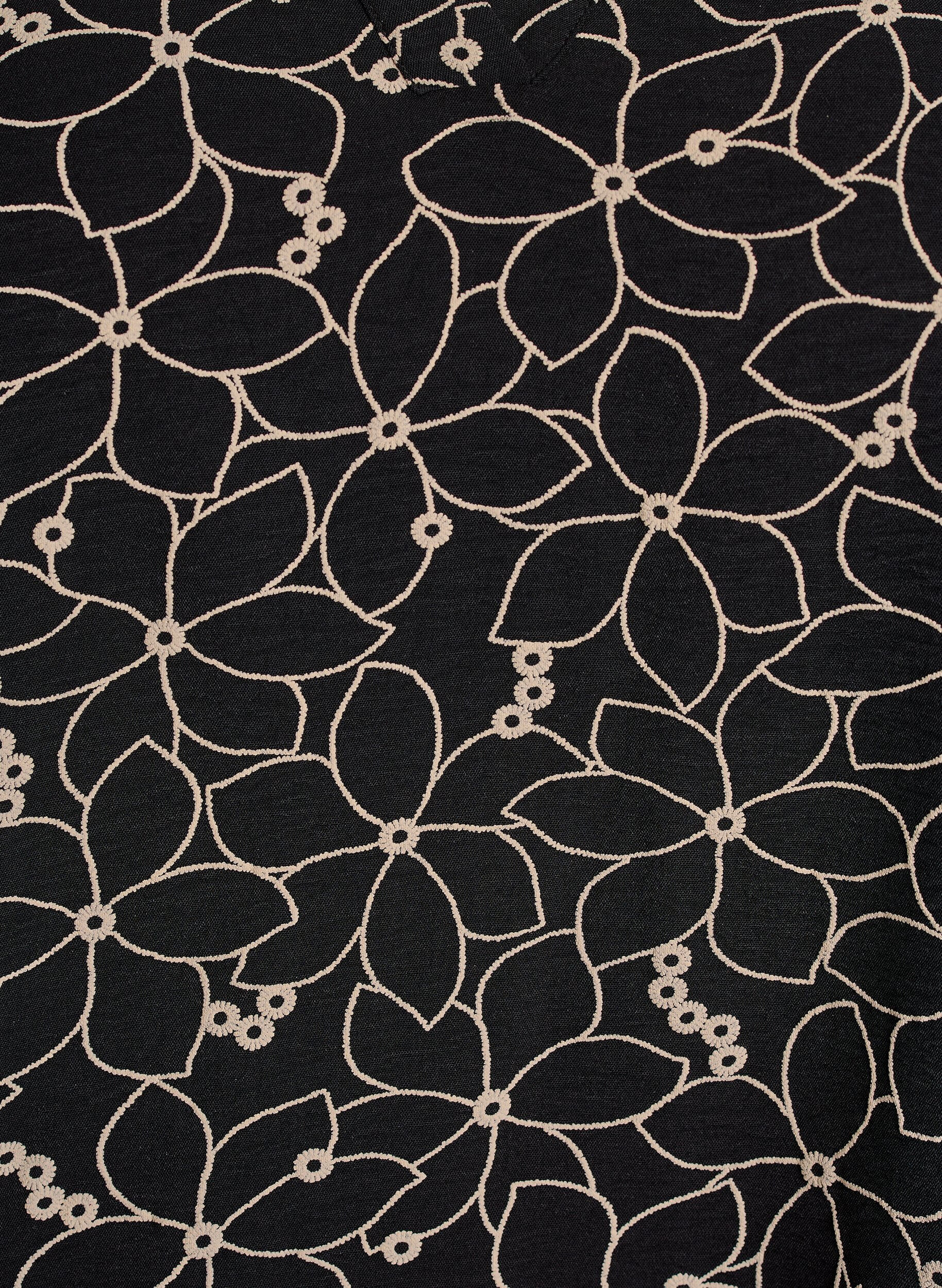 Zizzi Lang&aelig;rmet bluse med broderet blomsterm&oslash;nster, Sort, Packshot image number 2