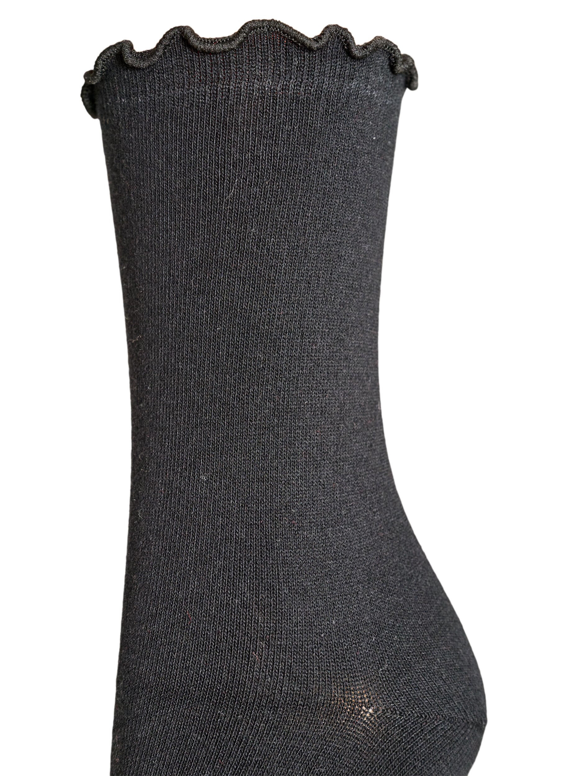 ZizziBomuldsstr&oslash;mper med b&oslash;lgekant, Sort, Packshot image number 2