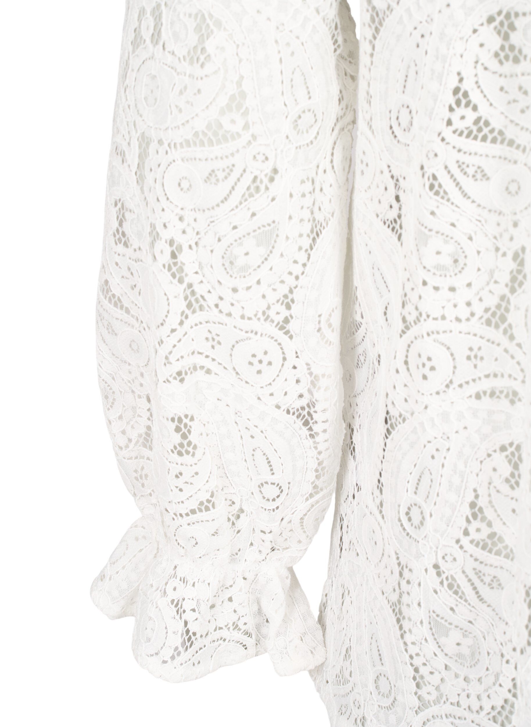 Zizzi Blonde skjortebluse med fl&aelig;sedetaljer, Snow White, Packshot image number 3