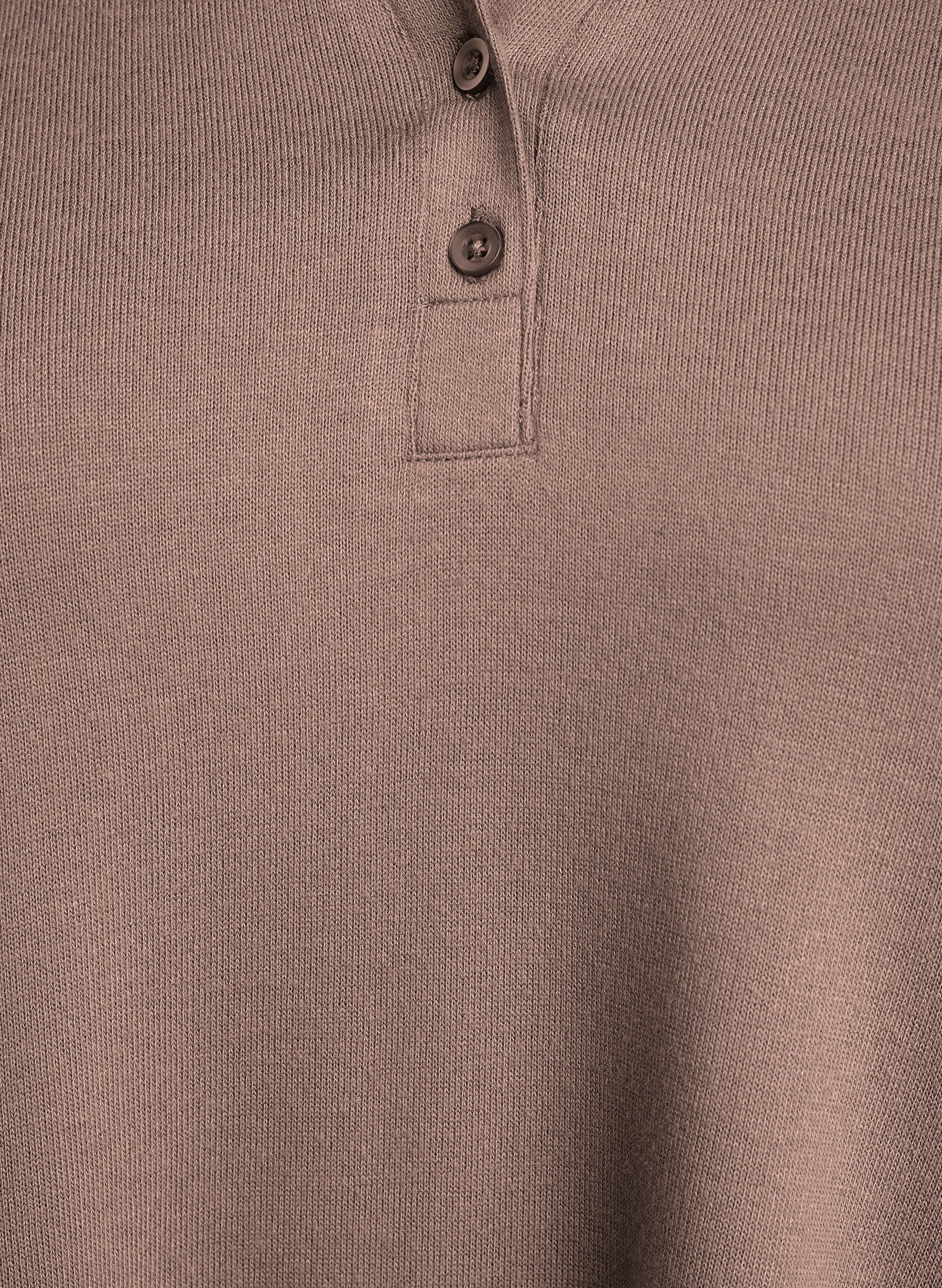 Zizzi Lang&aelig;rmet jerseybluse med krave, Brun, Packshot image number 2