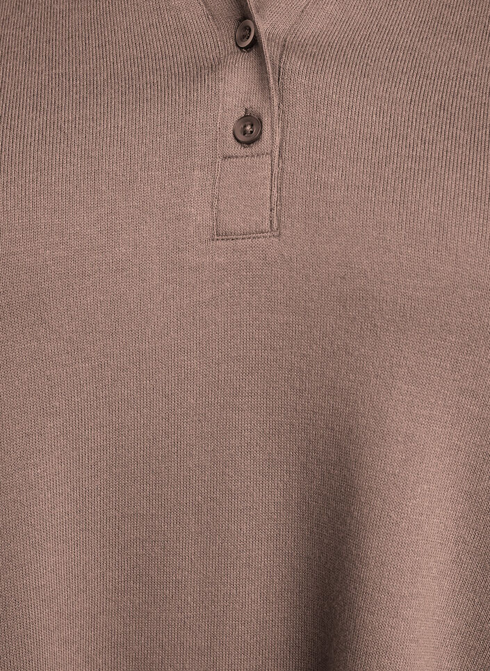 Lang&aelig;rmet jerseybluse med krave, Brun, Packshot image number 2