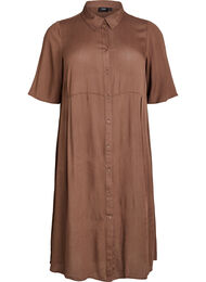 Midilang skjortekjole med korte &aelig;rmer, Gr&oslash;n