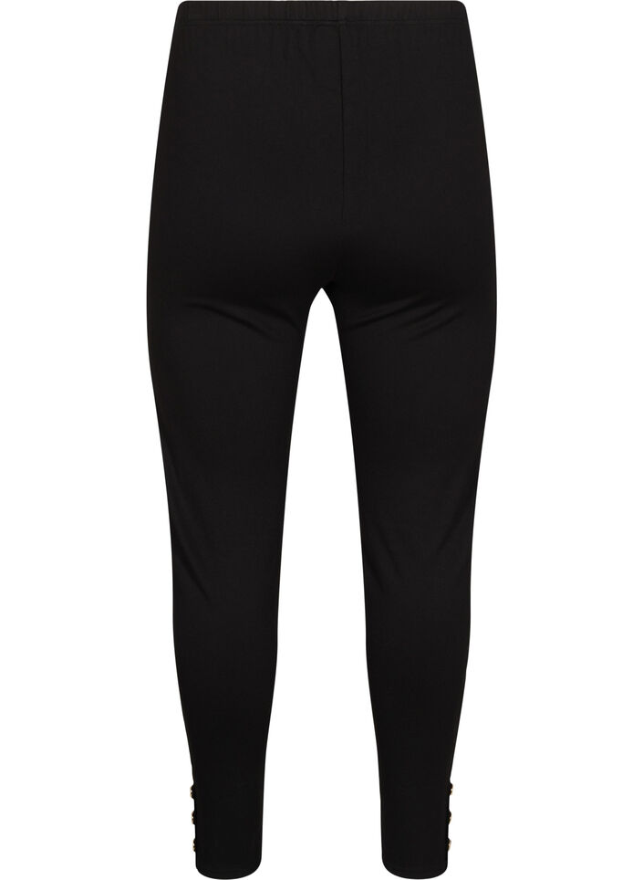 Viskose leggings med knapdetalje, Sort, Packshot image number 1