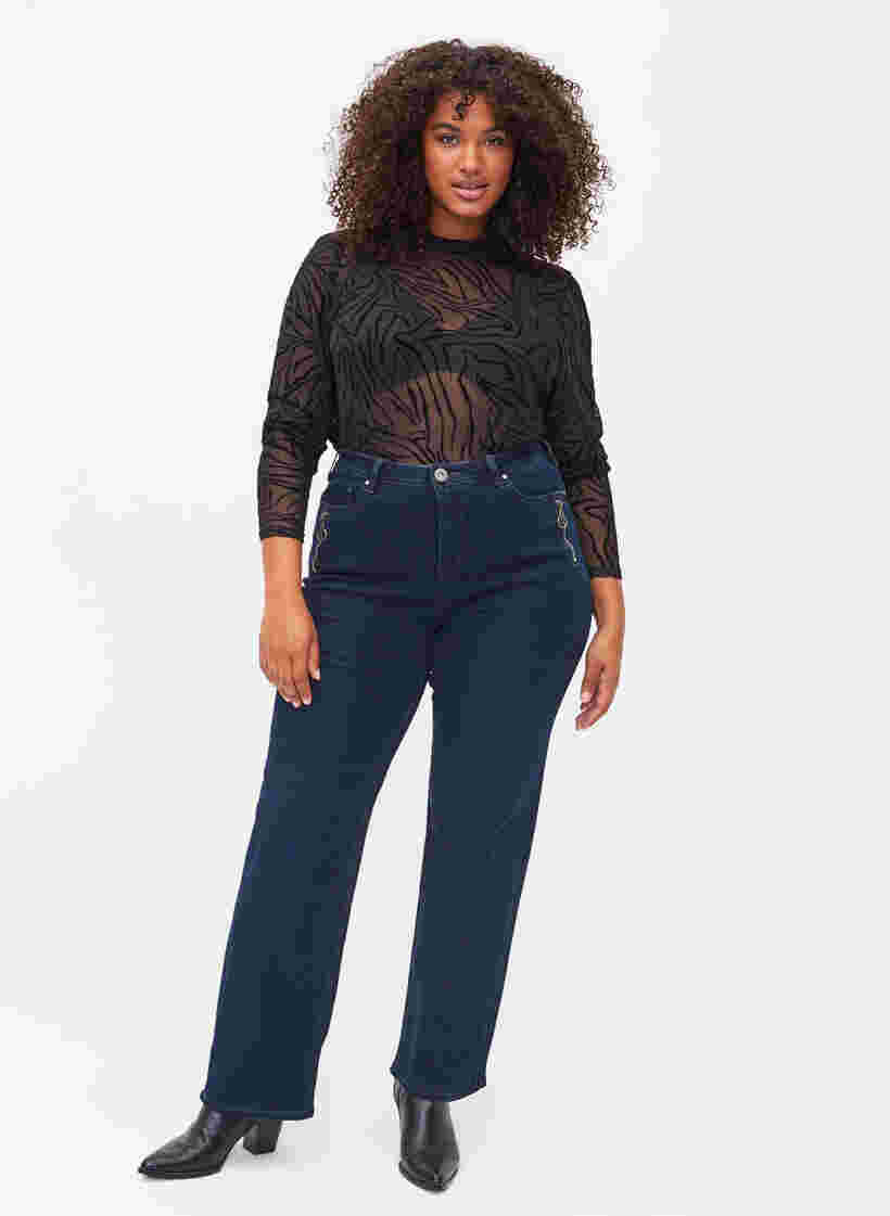 Regular fit Gemma jeans med høj talje, Dark blue, Model