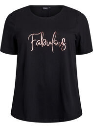 T-shirt med motiv , Sort