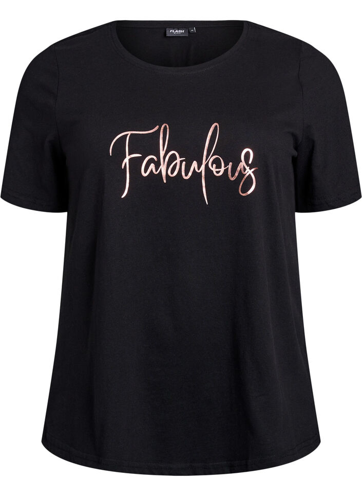 T-shirt med motiv , Sort, Packshot image number 0