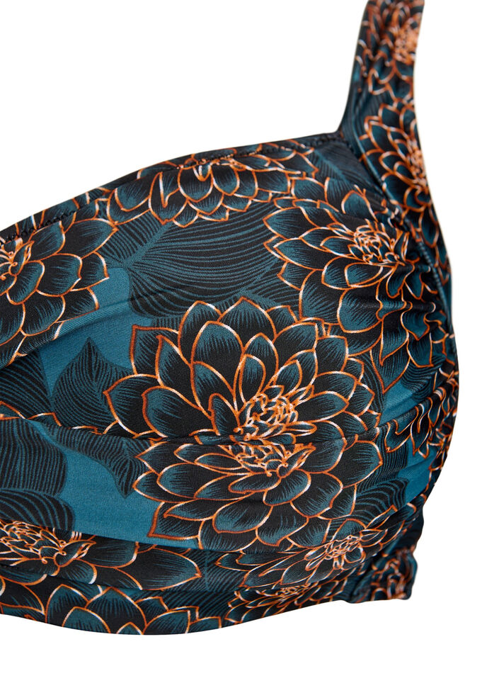 Bikini overdel med vattering og print, Bl&aring;, Packshot image number 2