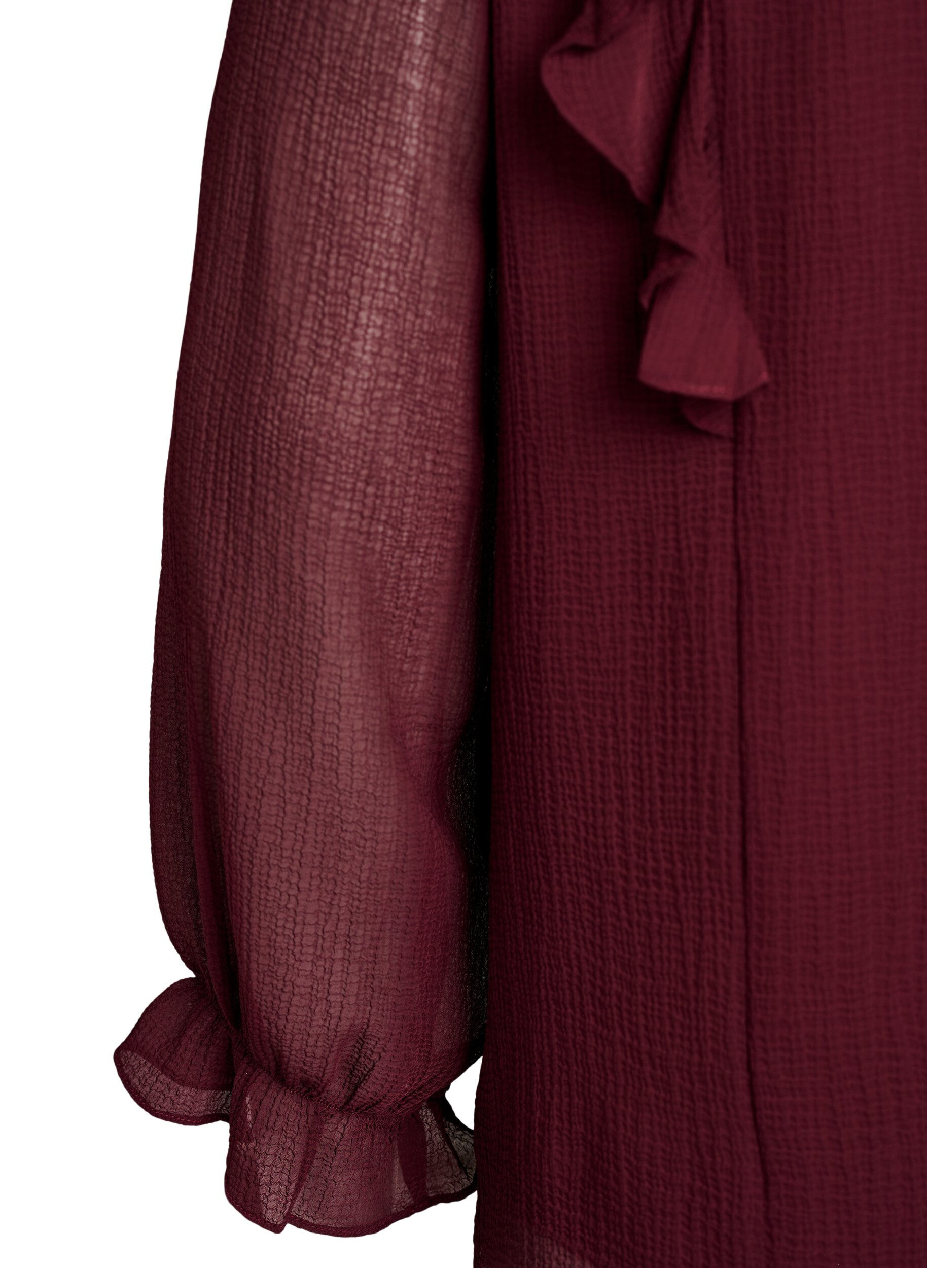 ZizziTransparent bluse med fl&aelig;ser og bindeb&aring;nd, R&oslash;d, Packshot image number 3