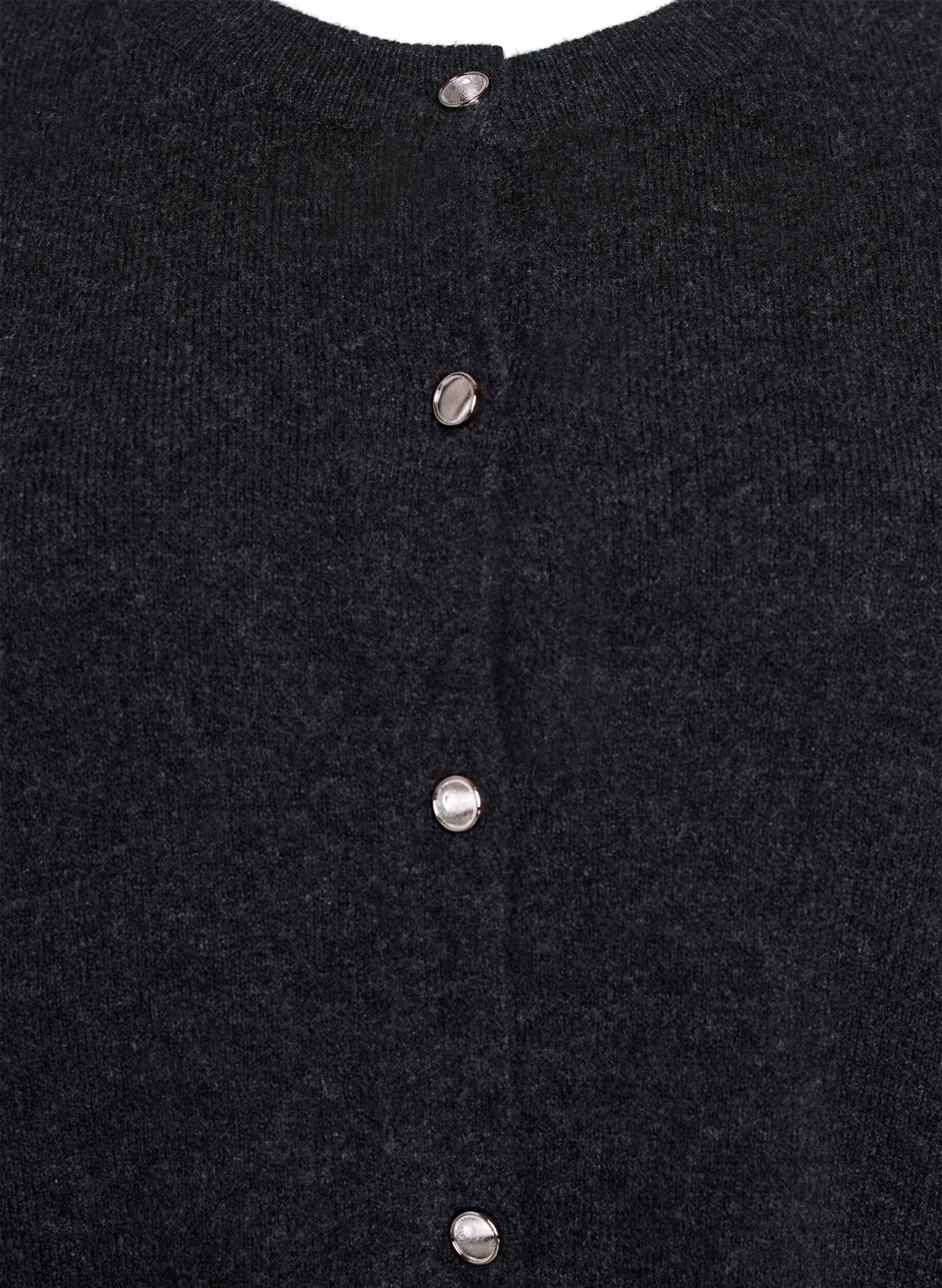 ZizziStrik cardigan med korte &aelig;rmer, Gr&aring;, Packshot image number 2