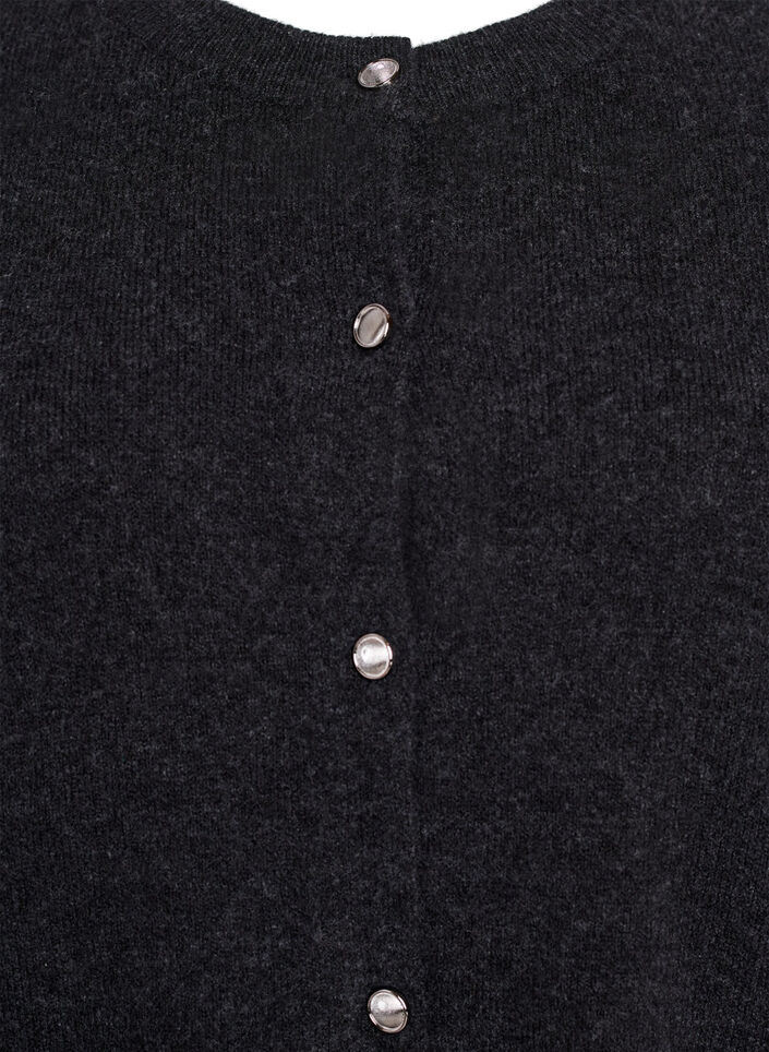 Strik cardigan med korte &aelig;rmer, Gr&aring;, Packshot image number 2