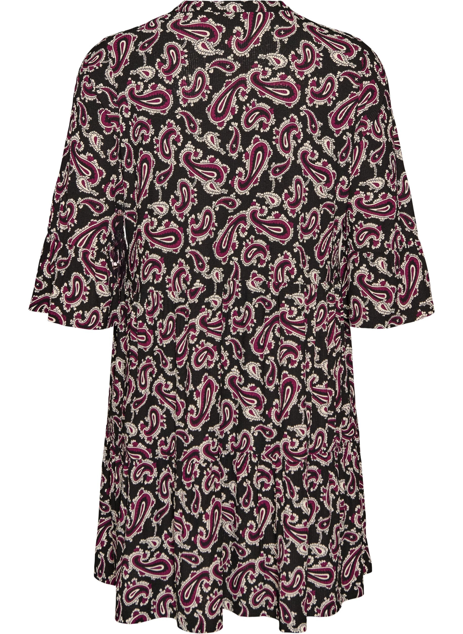 ZizziKort jerseykjole med all-over print og A-form, M&oslash;rk Bordeaux, Packshot image number 1