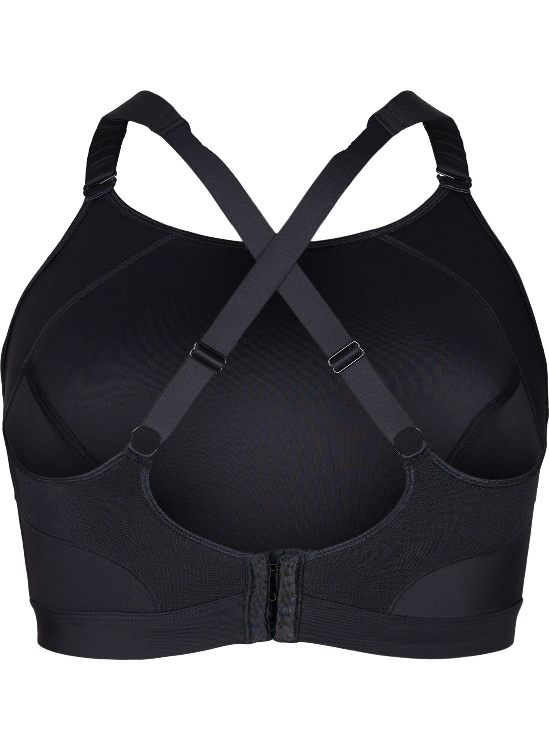 Zizzi CORE, SUPER HIGH, SPORTS BRA - Sports bh med justerbare skulderstropper, Black, Packshot image number 1