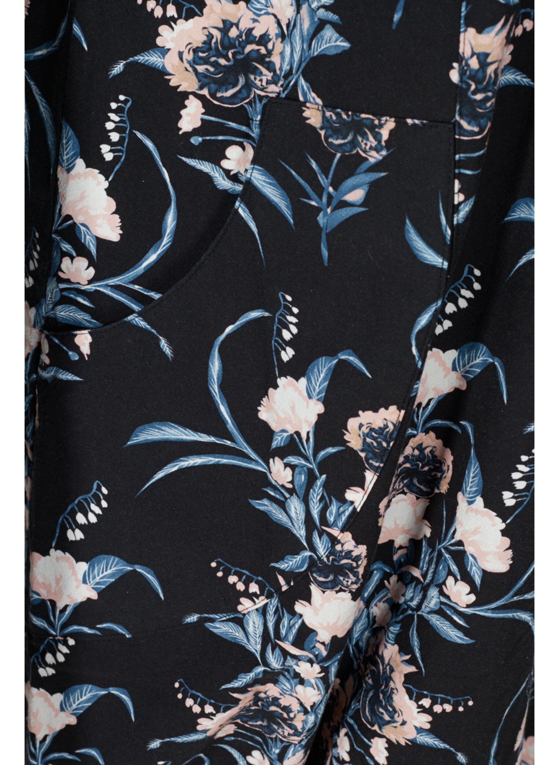 ZizziKort&aelig;rmet bomuldskjole med print, Bl&aring;, Packshot image number 3
