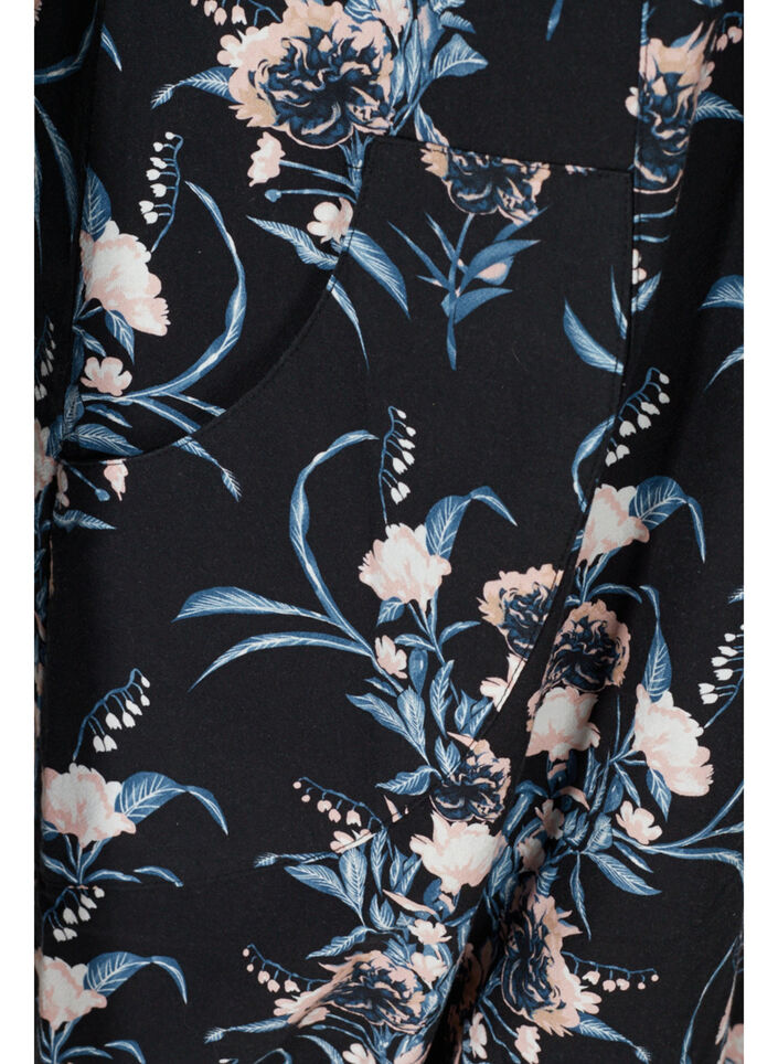 Kort&aelig;rmet bomuldskjole med print, Bl&aring;, Packshot image number 3