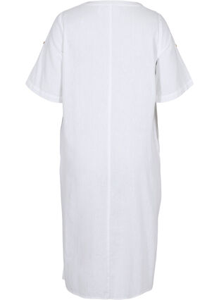 Lang skjortekjole med korte ærmer, White, Packshot image number 1