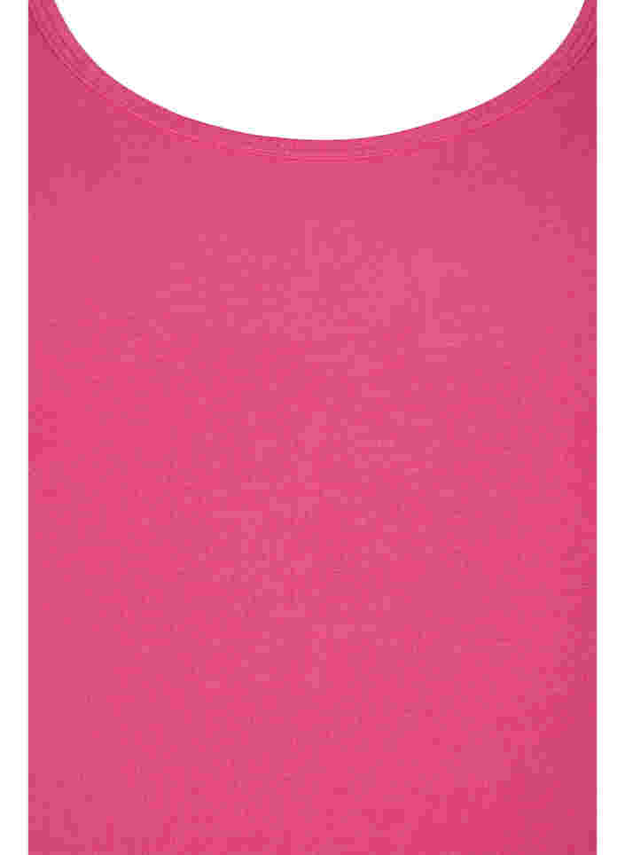 Ensfarvet basis top i bomuld, Hot Pink, Packshot image number 2