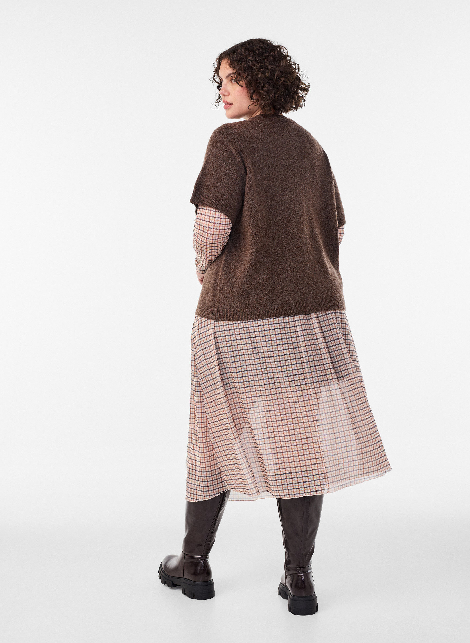 ZizziTernet meshnederdel i midi-l&aelig;ngde, Beige, Model image number 1