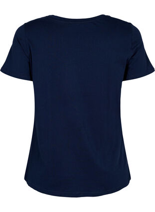 Bomulds t-shirt med tone-i-tone tryk, Navy Blazer, Packshot image number 1