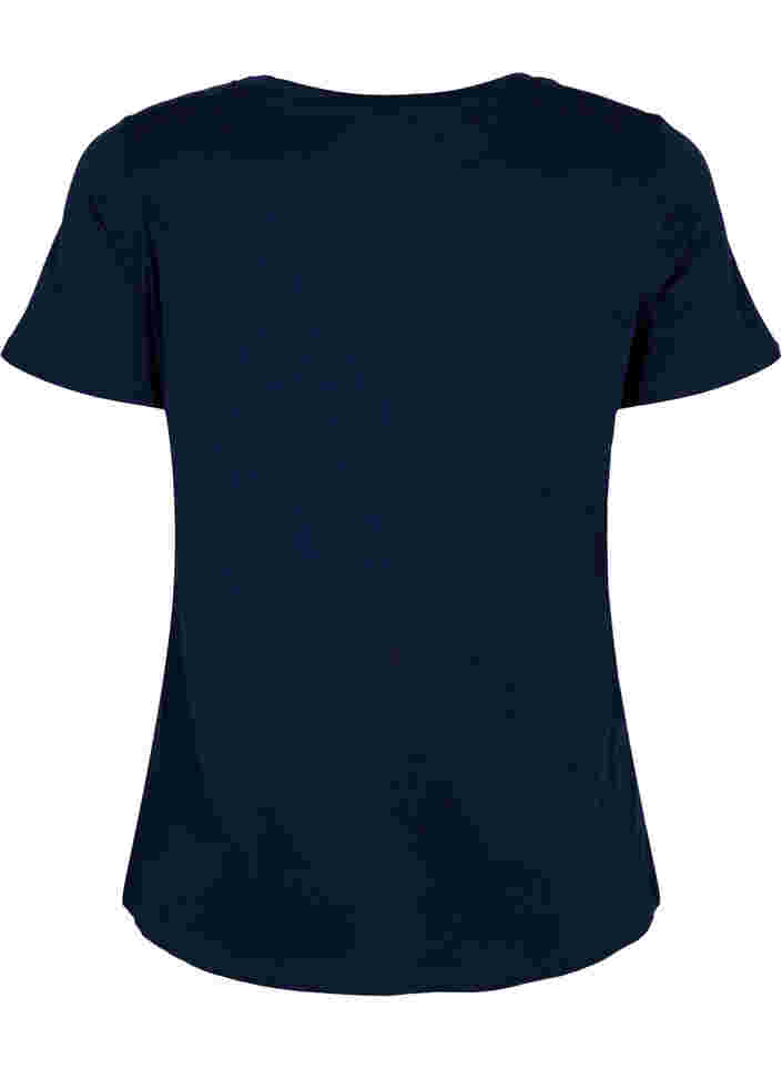 Bomulds t-shirt med tone-i-tone tryk, Navy Blazer, Packshot image number 1
