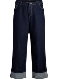 Wide fit jeans med brede opsm&oslash;g og kontraststikninger, Bl&aring;