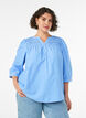 Bluse med smock og 3/4-&aelig;rmer, Bl&aring;, Model image number 0