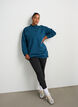 Lang sweatshirt med h&oslash;j hals og broderet tekst, Bl&aring;, Model image number 1